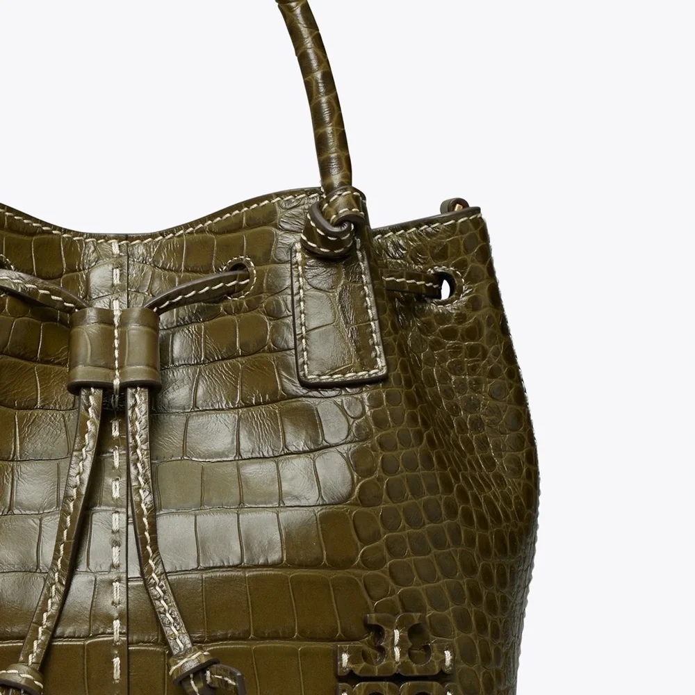 Tory Burch MCGRAW EMBOSSED SMALL DRAWSTRING SATCHEL
New Olive - Picture 3 of 10